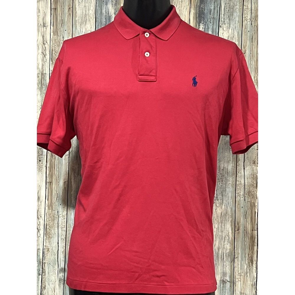 Vtg Men's Ralph Lauren Polo‎ Red Shirt Blue Pony Sz M F8